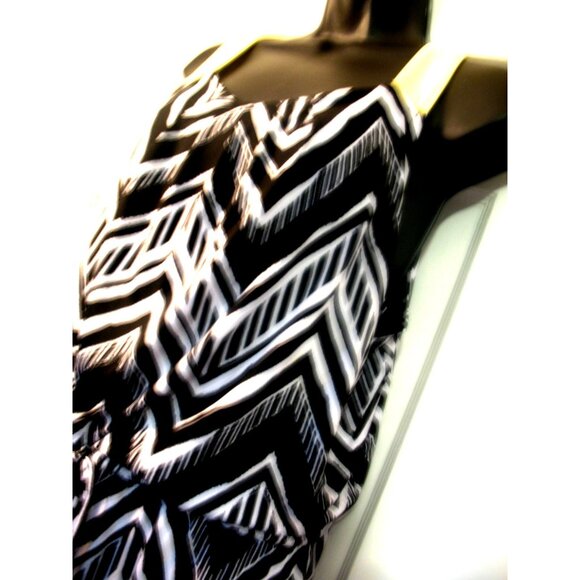 Notations Maxi Shift Retro Dress  Plus Size Large, Black/White/Yellow - Picture 10 of 15